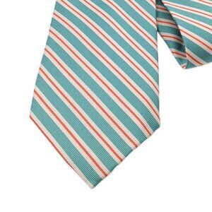 PPG Silk Repp Tie Men’s 58” Blue Orange White Stripe Preppy Nautical Classic New